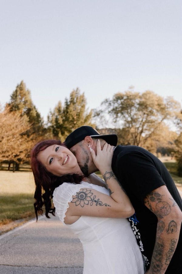 Close portrait from a couple session by Omens Photography.